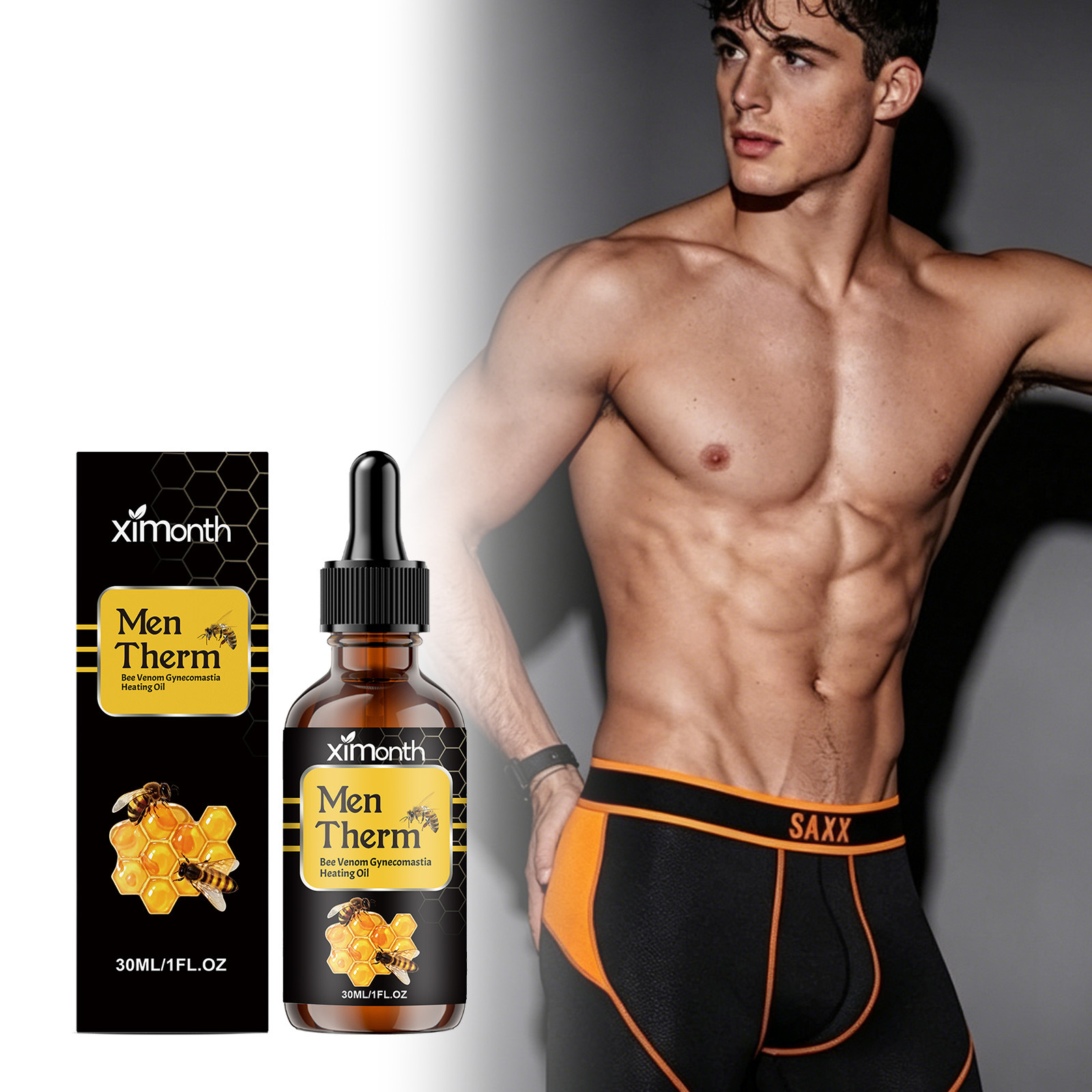 Body Oil - 30mlのメンズ用バストシェイピングセラム。バストの輪郭を整え、ハリを与え、なめらかで自然な健康的な輝きをもたらします。