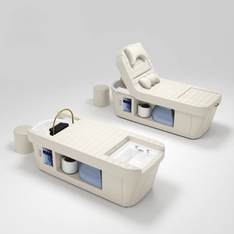 Foot Spa - リクライニングバックレストフットスパペディキュアシャンプーベッドシンクボウルヘッドセラピースパベッド高級サロン洗髪チェア