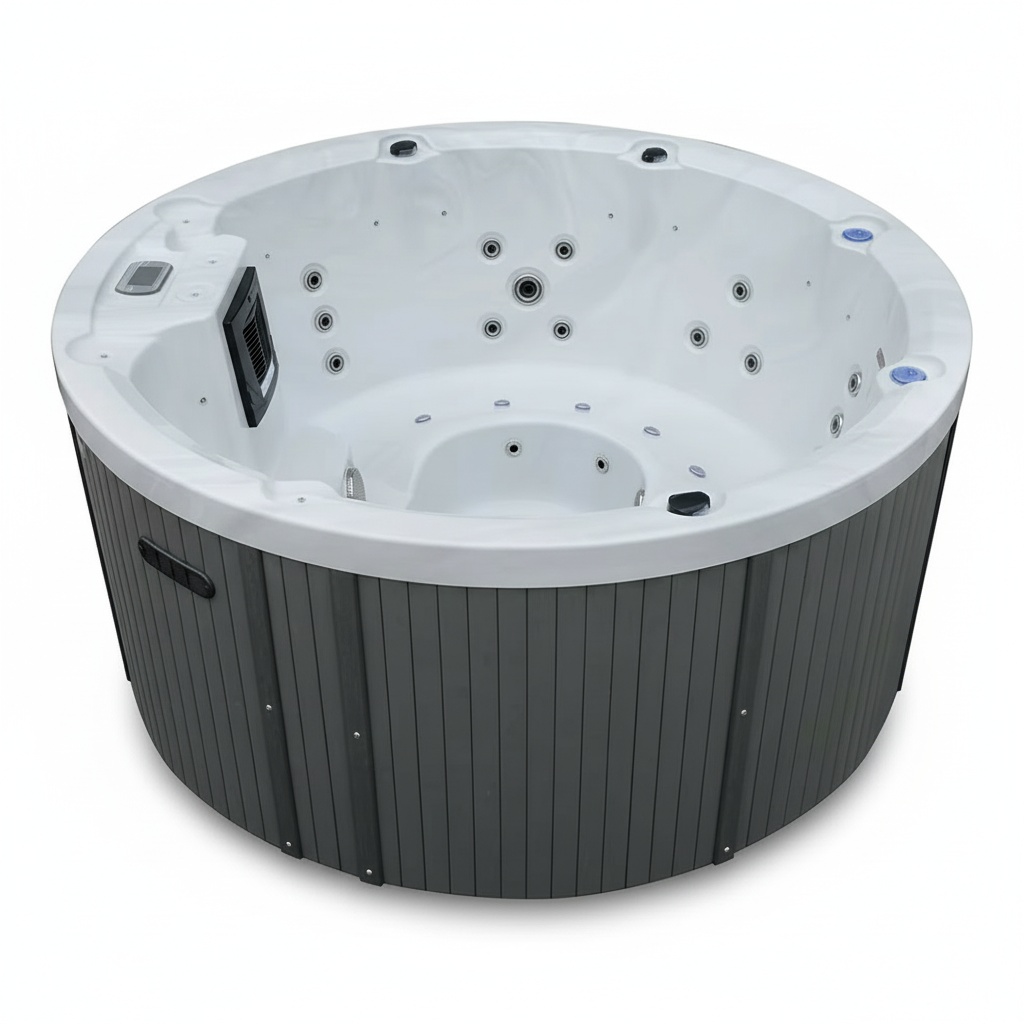 Hot Tub - 屋外スパ、アクリル製1950 x 810 mm丸型ホットタブ、バルボアコントローラー付きスパ、7人用自立式マッサージ浴槽、ジェットバス