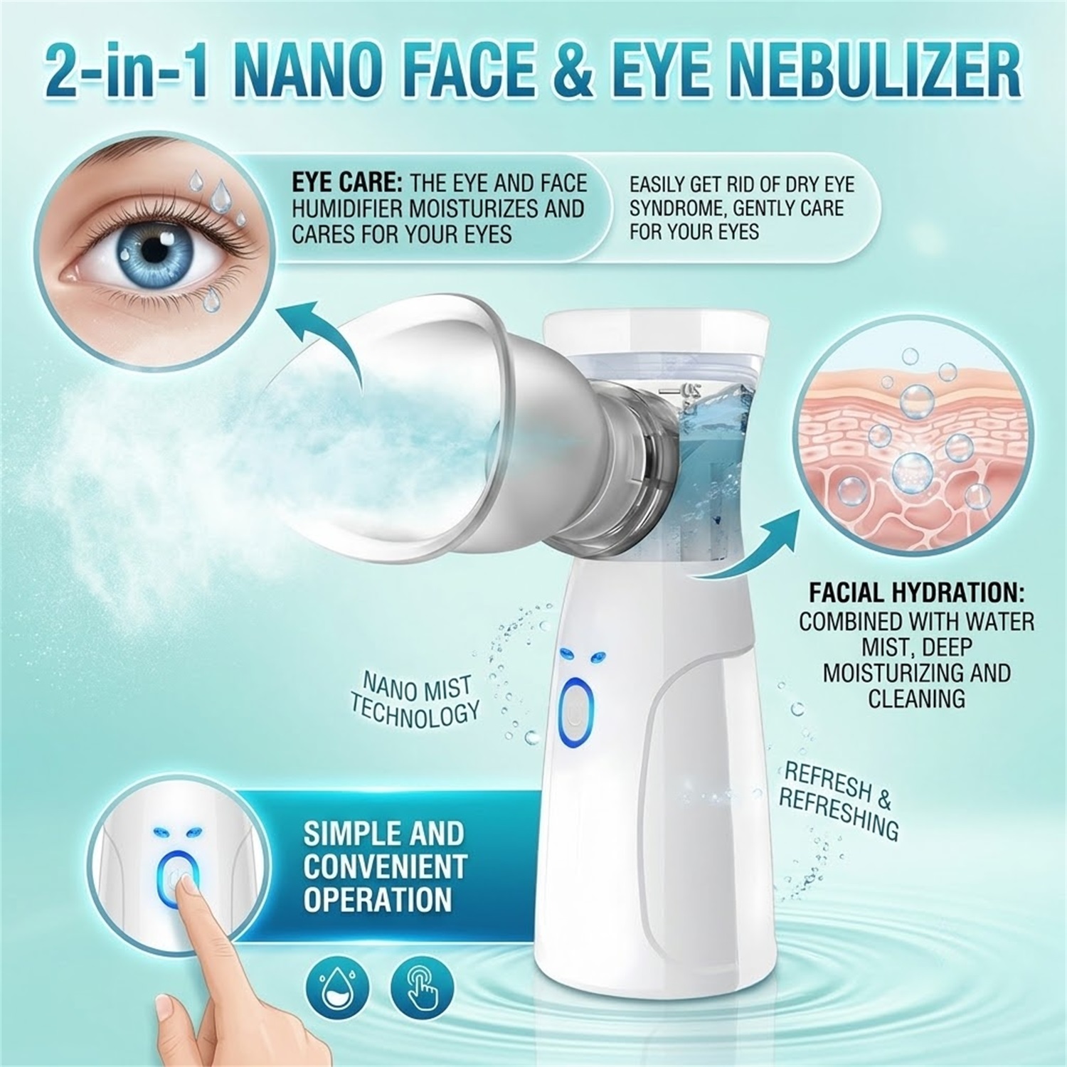 ハンドヘルドフェイシャルナノミスター、ポータブル保湿加湿器、 - Face Steamer のレビューと価格